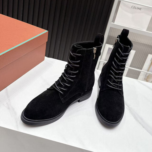 LP 26S LACE-UP ANKLE BOOTS IN BLACK SUEDE