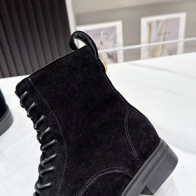 LP 26S LACE-UP ANKLE BOOTS IN BLACK SUEDE