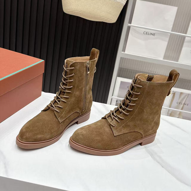 LP 26S LACE-UP ANKLE BOOTS IN BROWN SUEDE
