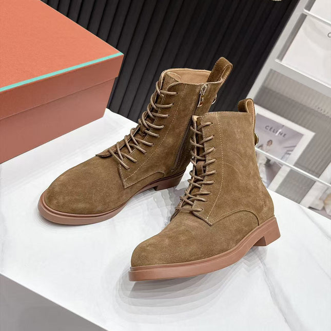 LP 26S LACE-UP ANKLE BOOTS IN BROWN SUEDE