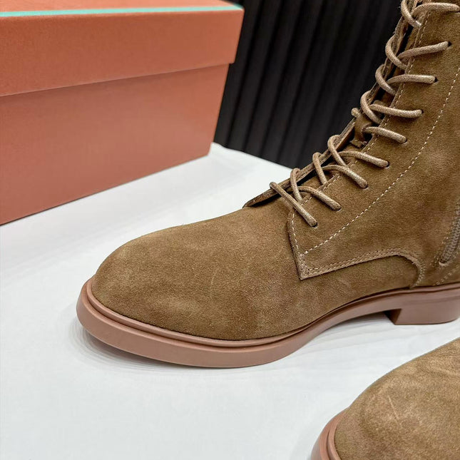 LP 26S LACE-UP ANKLE BOOTS IN BROWN SUEDE