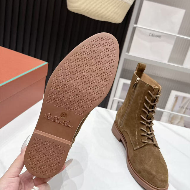 LP 26S LACE-UP ANKLE BOOTS IN BROWN SUEDE
