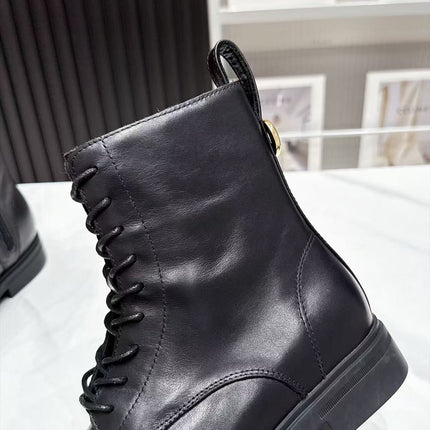 LP 26S LACE-UP ANKLE BOOTS IN BLACK CALFSKIN