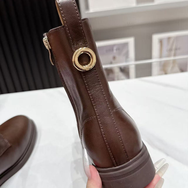 LP 26S LACE-UP ANKLE BOOTS IN DARK BROWN CALFSKIN