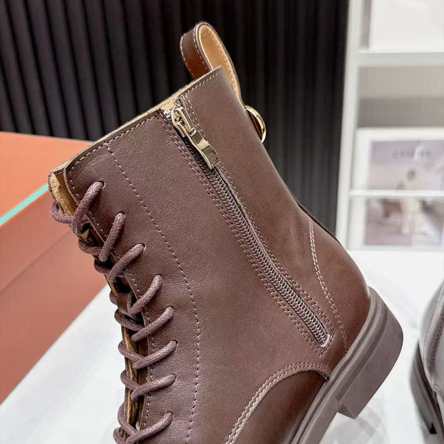 LP 26S LACE-UP ANKLE BOOTS IN DARK BROWN CALFSKIN
