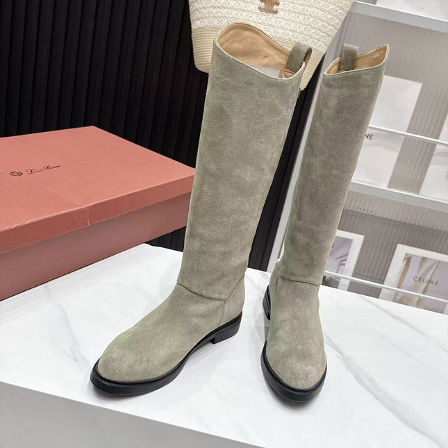 LP 26S KNEE-HIGH BOOTS IN SAGE GREY SUEDE