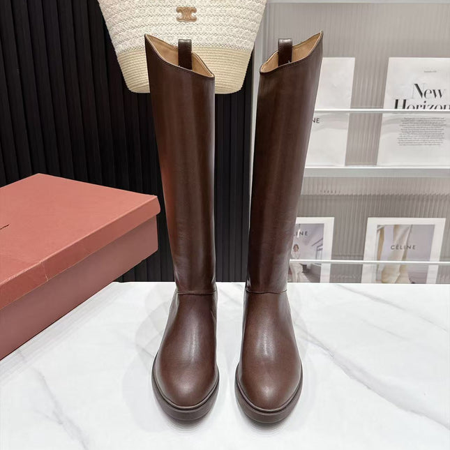 LP 26S KNEE-HIGH BOOTS IN DARK BROWN CALFSKIN