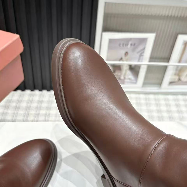 LP 26S KNEE-HIGH BOOTS IN DARK BROWN CALFSKIN