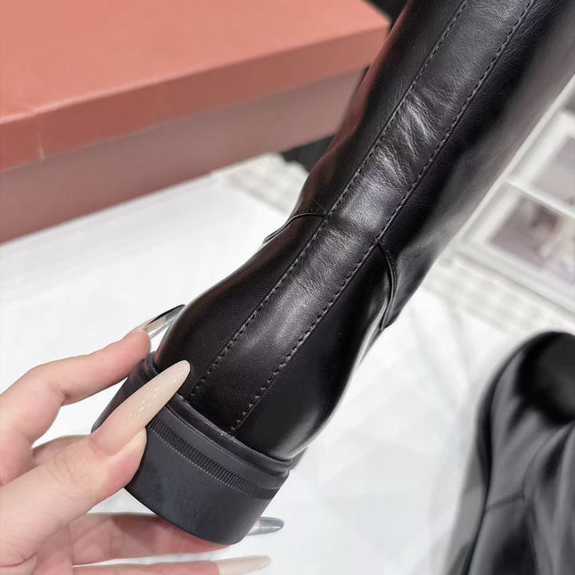 LP 26S KNEE-HIGH BOOTS IN BLACK CALFSKIN