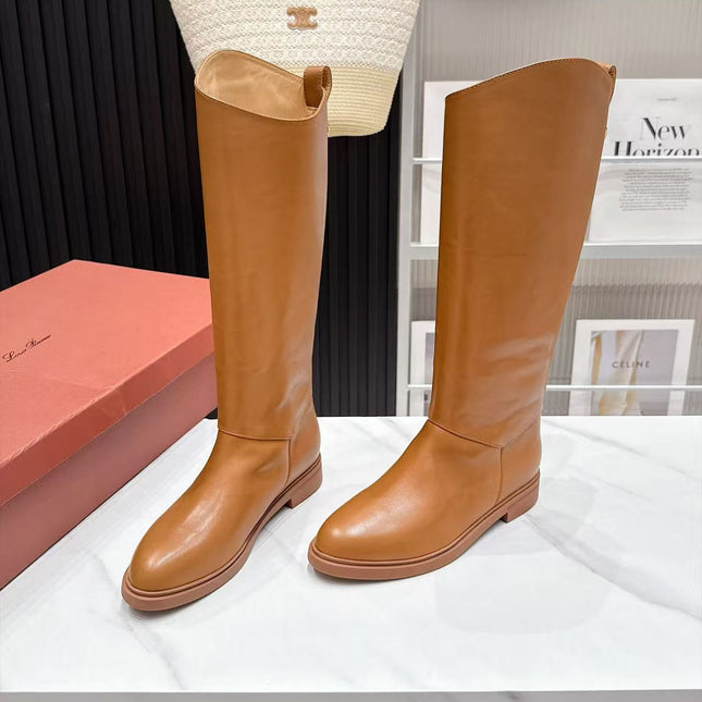 LP 26S KNEE-HIGH BOOTS IN CAMEL CALFSKIN