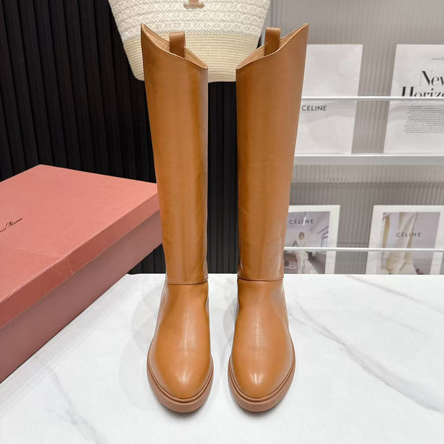 LP 26S KNEE-HIGH BOOTS IN CAMEL CALFSKIN