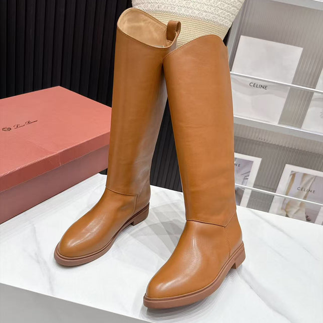 LP 26S KNEE-HIGH BOOTS IN CAMEL CALFSKIN