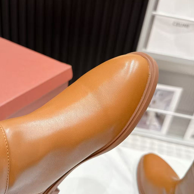 LP 26S KNEE-HIGH BOOTS IN CAMEL CALFSKIN