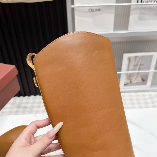 LP 26S KNEE-HIGH BOOTS IN CAMEL CALFSKIN