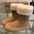 ANKLE BOOTS IN CIDER BROWN SUEDE AND CALFSKIN