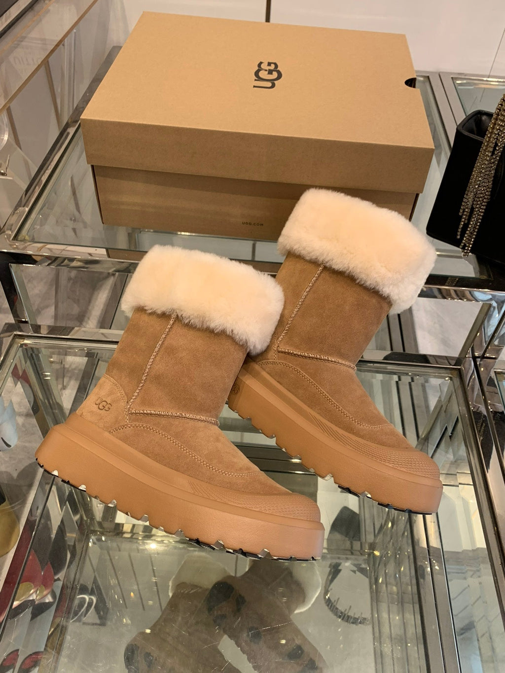 ANKLE BOOTS IN CIDER BROWN SUEDE AND CALFSKIN
