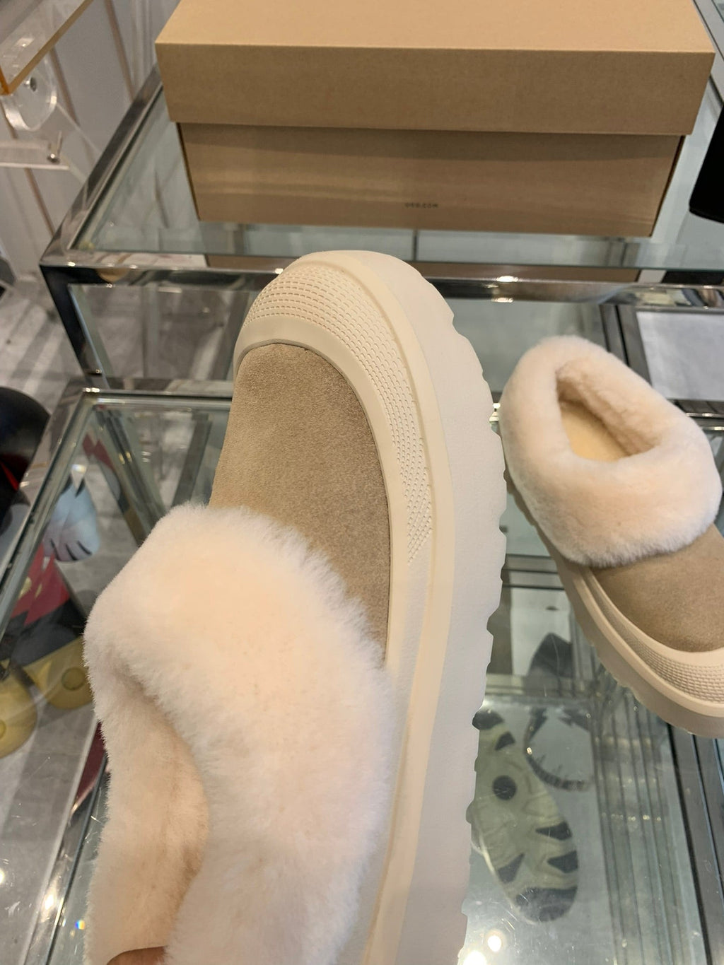 SNOW BOOT IN DESERT BROWN SUEDE AND WHITE CALFSKIN