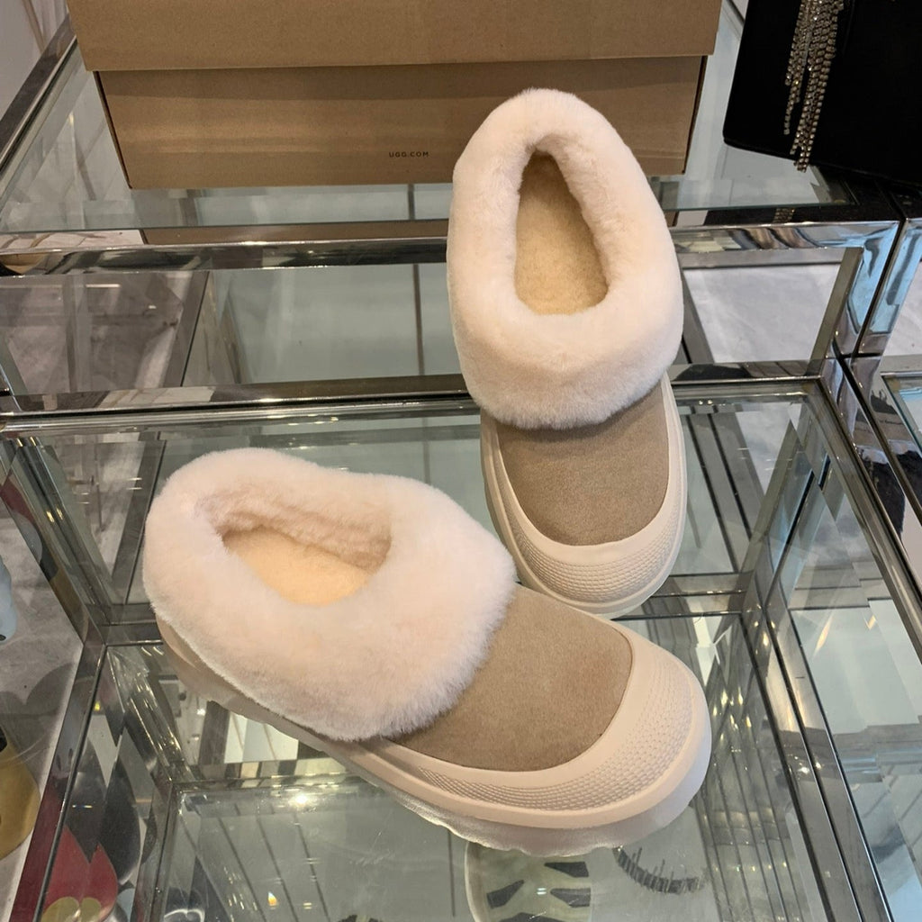 SNOW BOOT IN DESERT BROWN SUEDE AND WHITE CALFSKIN