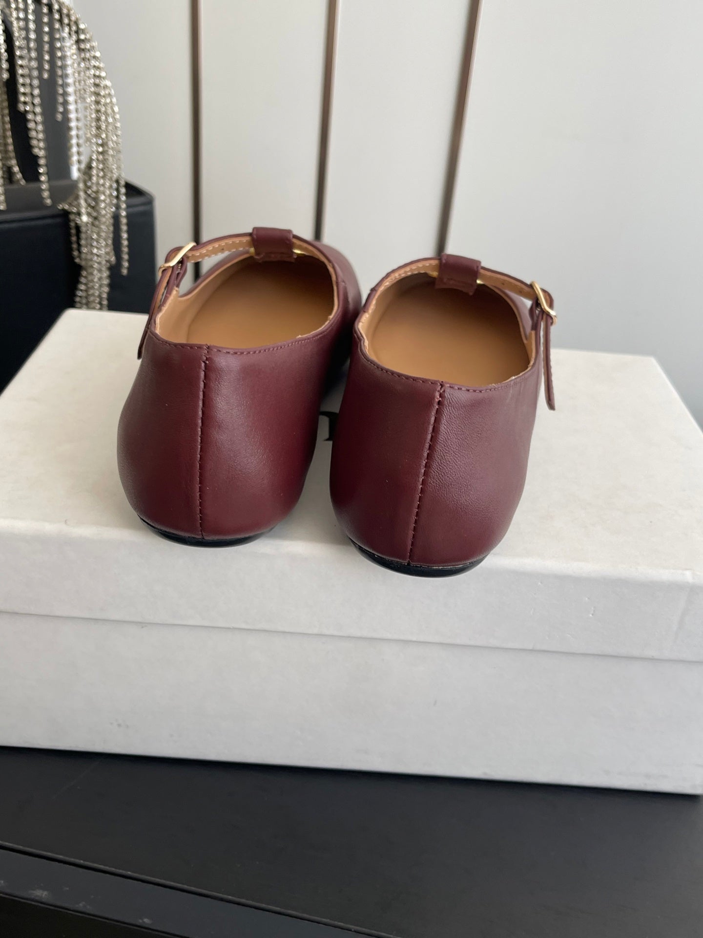CHLOÉ 26S MARY JANE SHOES IN DARK RED CALFSKIN