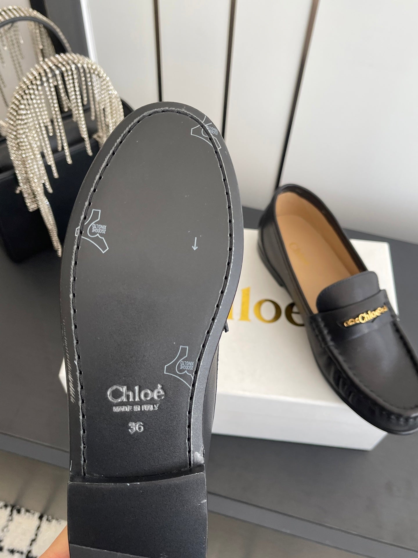 CHLOÉ 26S LOAFERS IN BLACK CALFSKIN