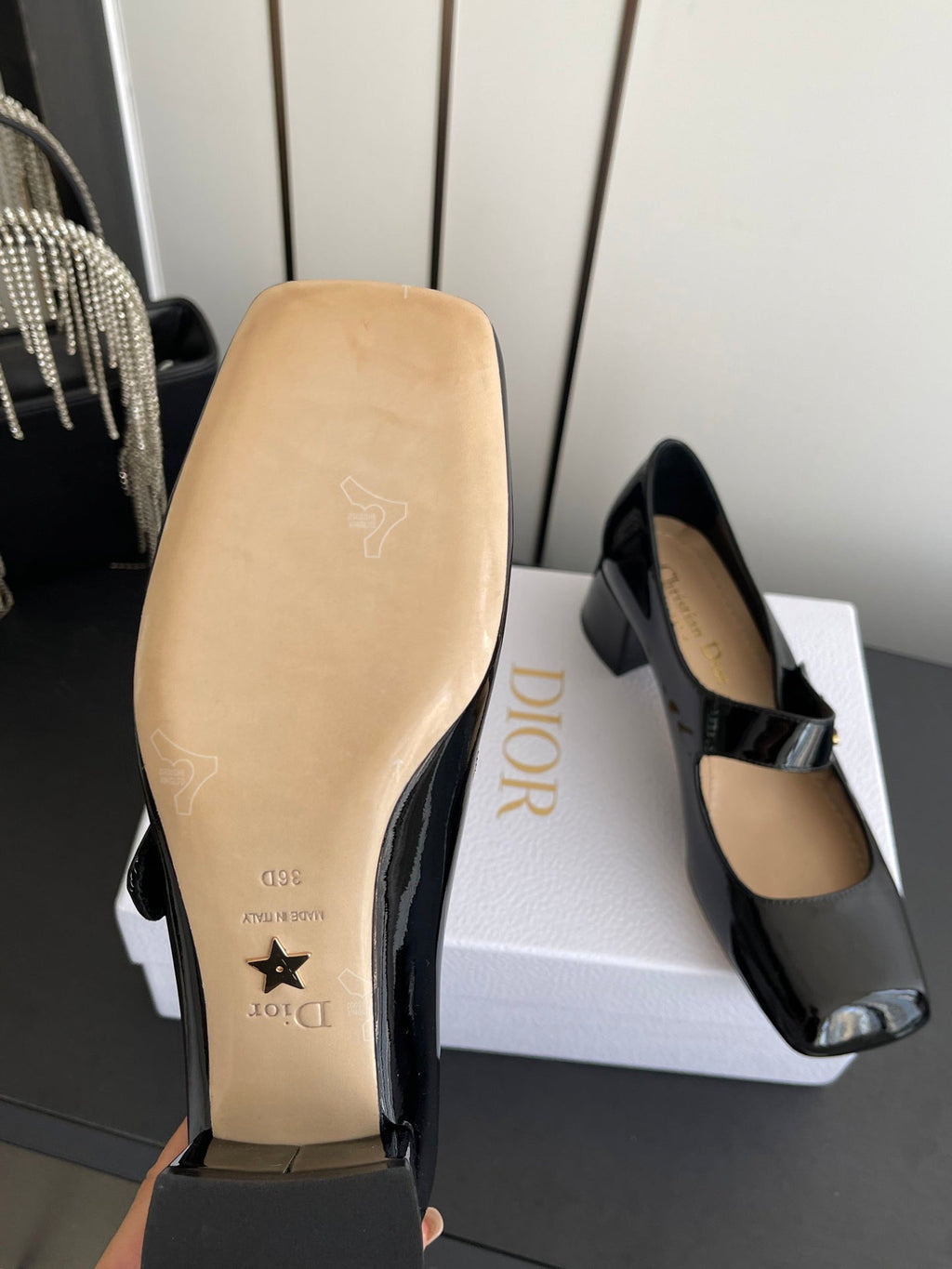 DIOR 26S MARY JANE 45 MM IN BLACK GLOSSY CALFSKIN