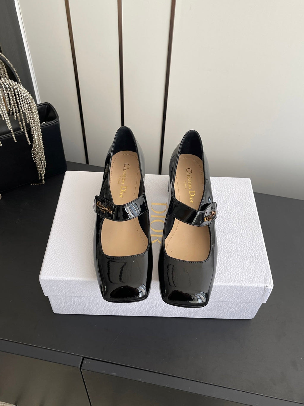 DIOR 26S MARY JANE 45 MM IN BLACK GLOSSY CALFSKIN