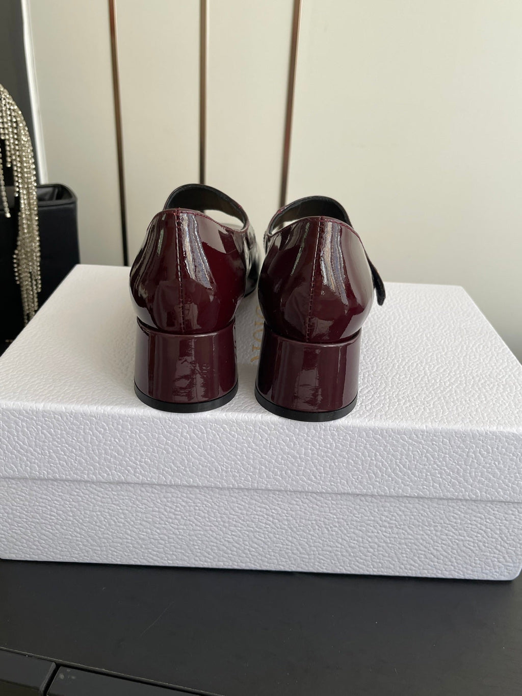 DIOR 26S MARY JANE 45 MM IN DARK RED GLOSSY CALFSKIN