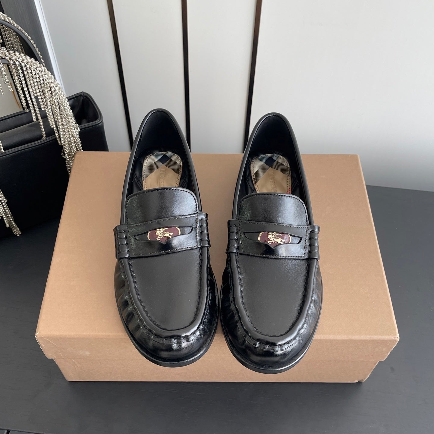 BURBERRY 26S LOAFERS IN BLACK CALFSKIN