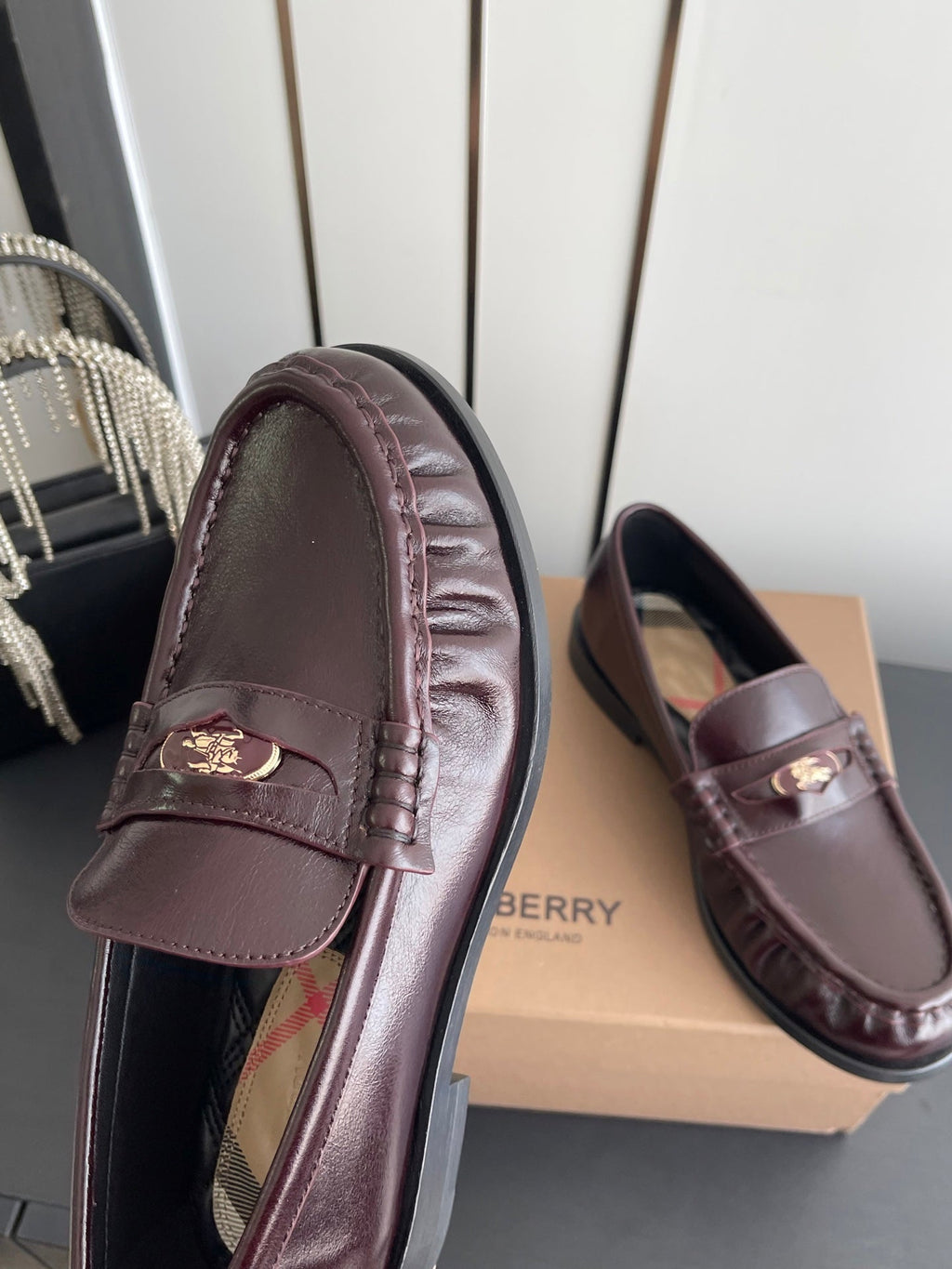 BURBERRY 26S LOAFERS IN DARK BROWN CALFSKIN