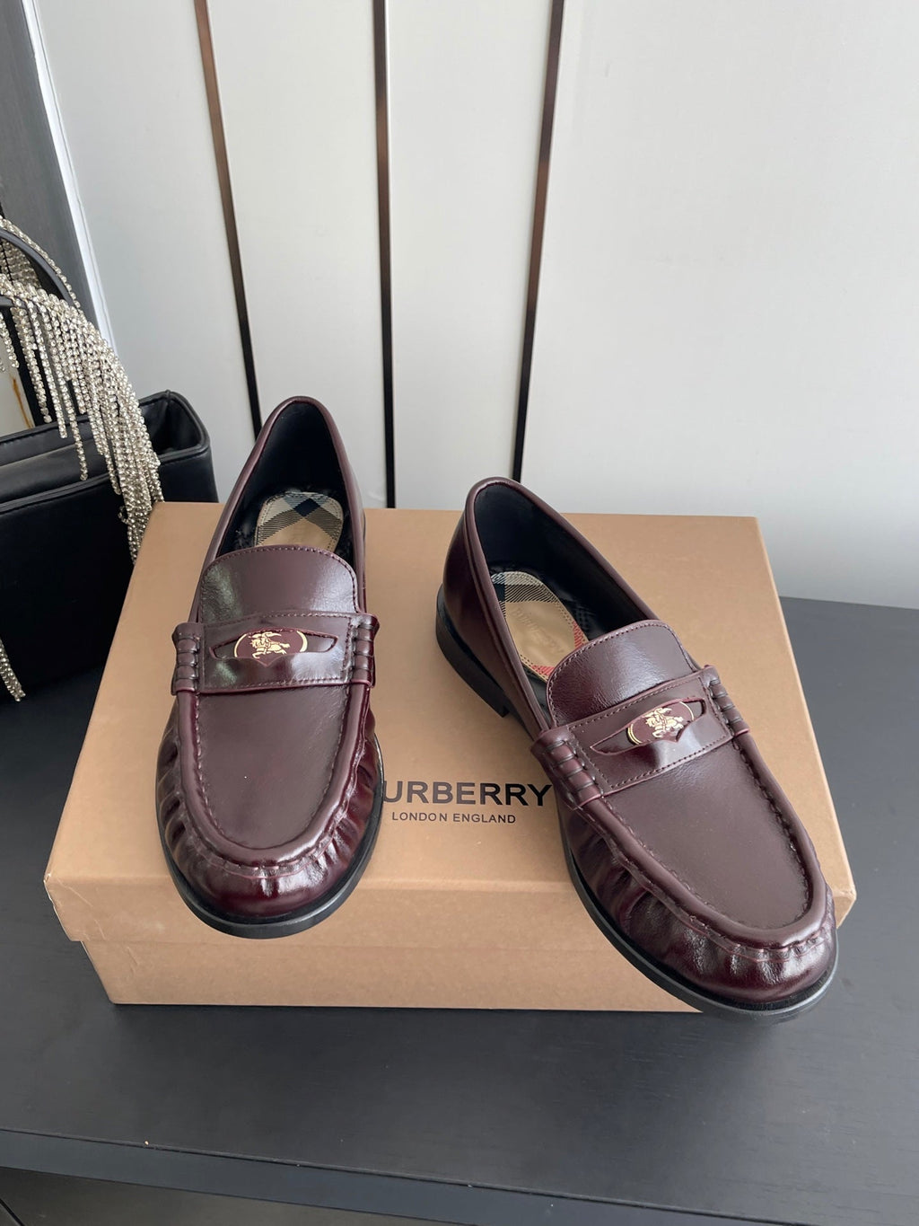 BURBERRY 26S LOAFERS IN DARK BROWN CALFSKIN