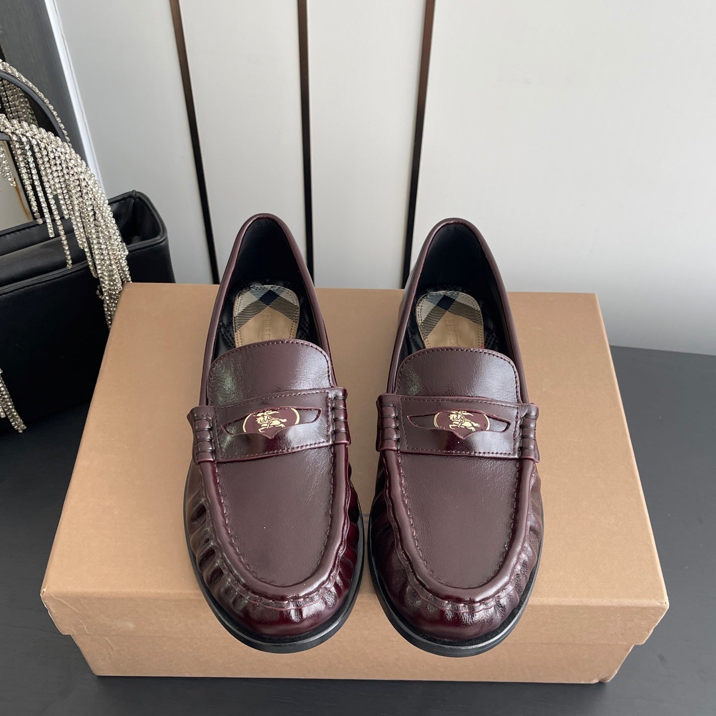 BURBERRY 26S LOAFERS IN DARK BROWN CALFSKIN