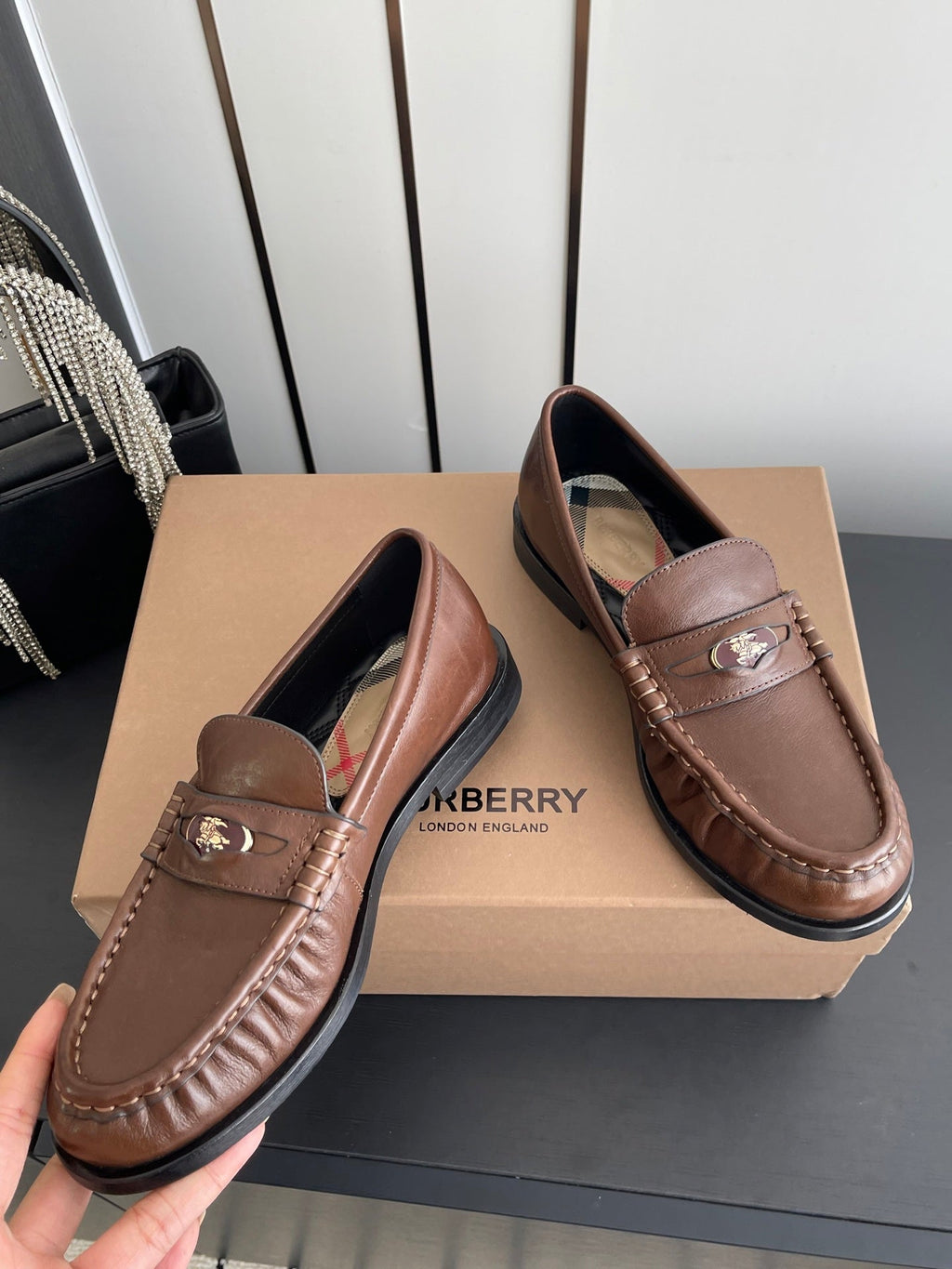 BURBERRY 26S LOAFERS IN BROWN CALFSKIN