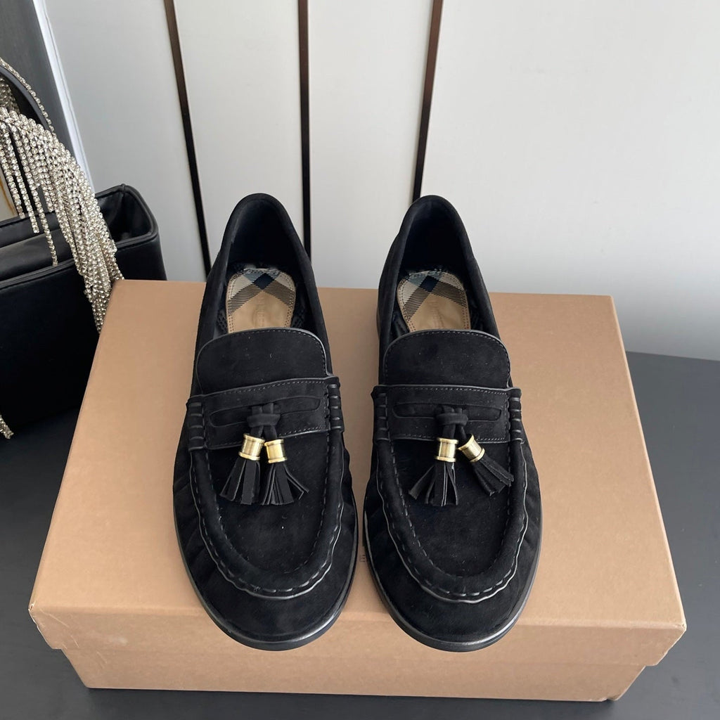 BURBERRY 26S LOAFERS IN BLACK SUEDE