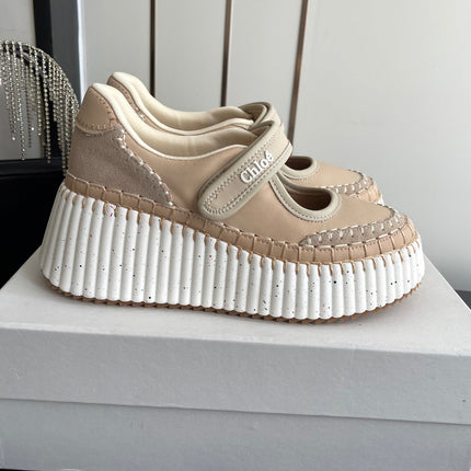 CHLOE 26S MARY JANE SNEAKERS IN BEIGE CALFSKIN