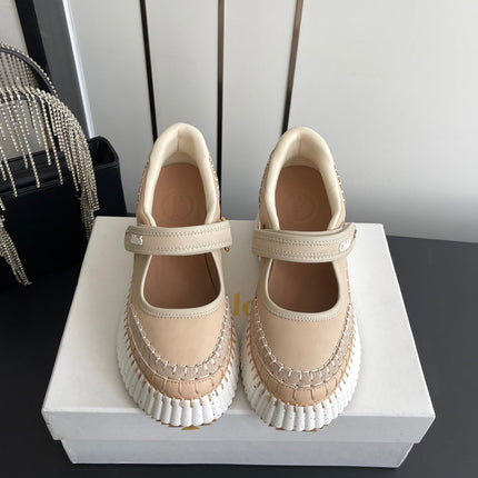 CHLOE 26S MARY JANE SNEAKERS IN BEIGE CALFSKIN