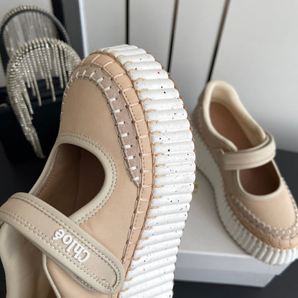 CHLOE 26S MARY JANE SNEAKERS IN BEIGE CALFSKIN