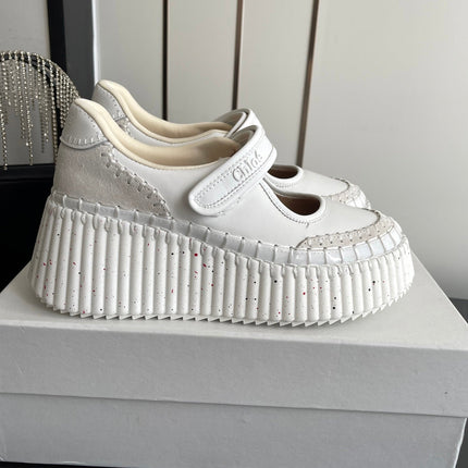 CHLOE 26S MARY JANE SNEAKERS IN CREAM WHITE CALFSKIN