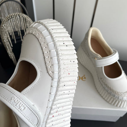 CHLOE 26S MARY JANE SNEAKERS IN CREAM WHITE CALFSKIN