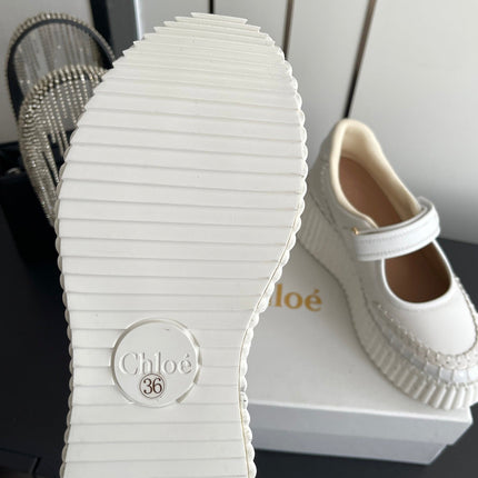CHLOE 26S MARY JANE SNEAKERS IN CREAM WHITE CALFSKIN