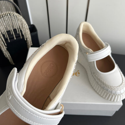 CHLOE 26S MARY JANE SNEAKERS IN CREAM WHITE CALFSKIN