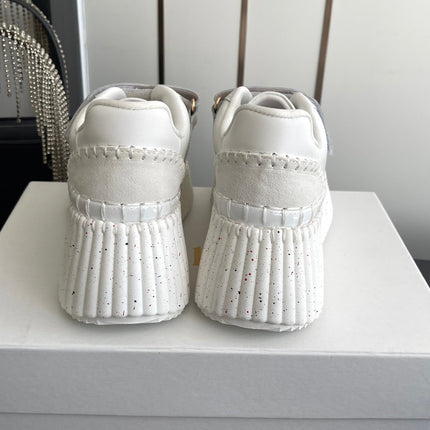 CHLOE 26S PLATFORM SNEAKERS IN WHITE CALFSKIN