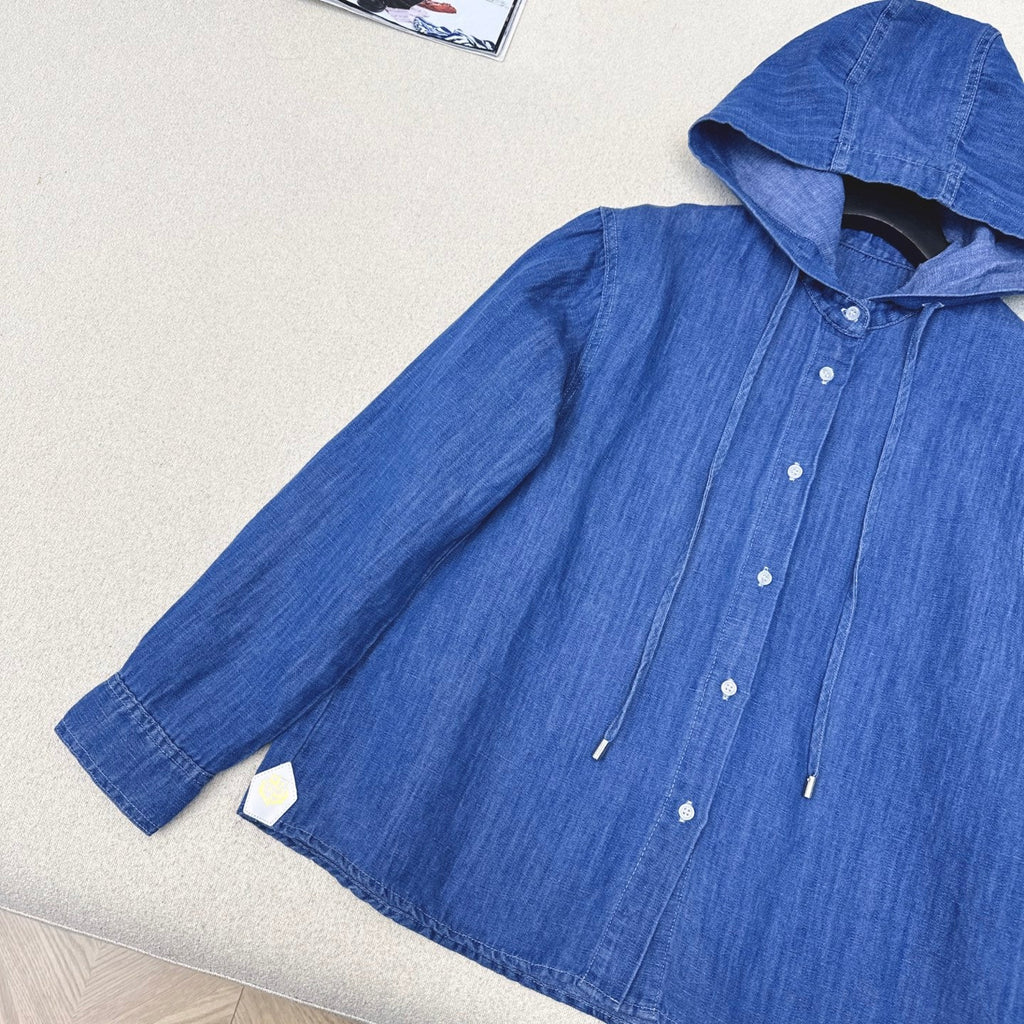 LORO PIANA 26S DENIM HOODED SHIRT 711