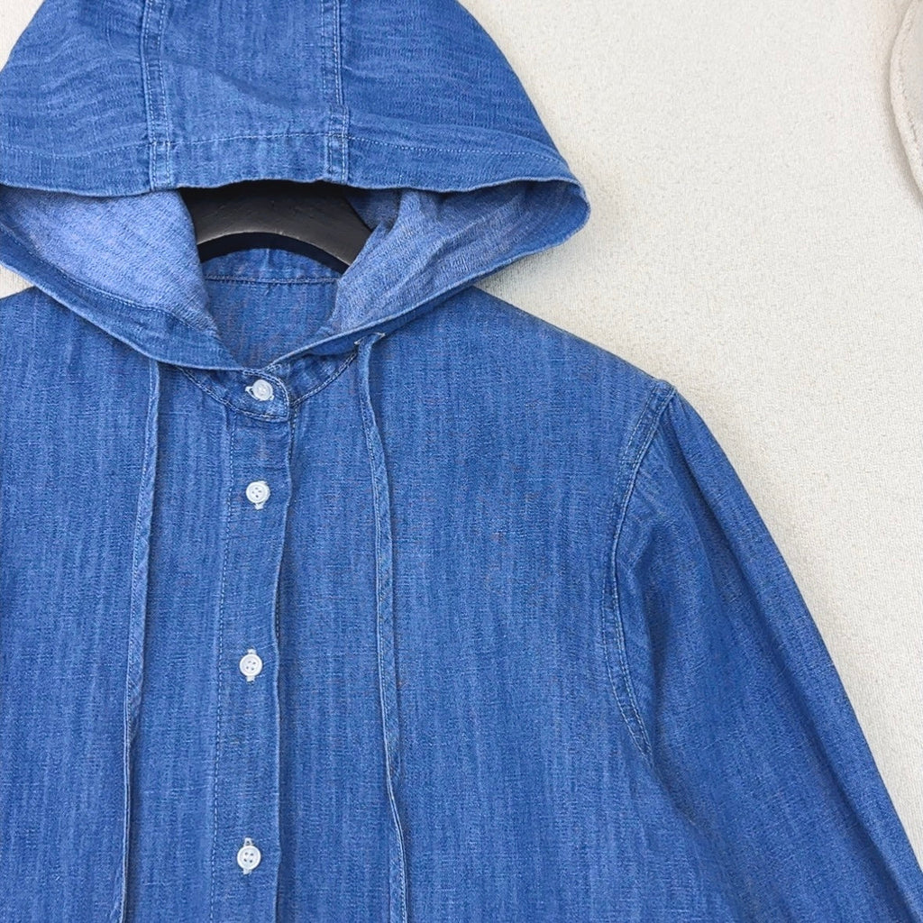 LORO PIANA 26S DENIM HOODED SHIRT 711