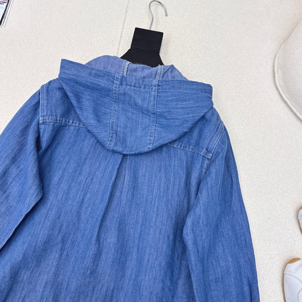 LORO PIANA 26S DENIM HOODED SHIRT 711