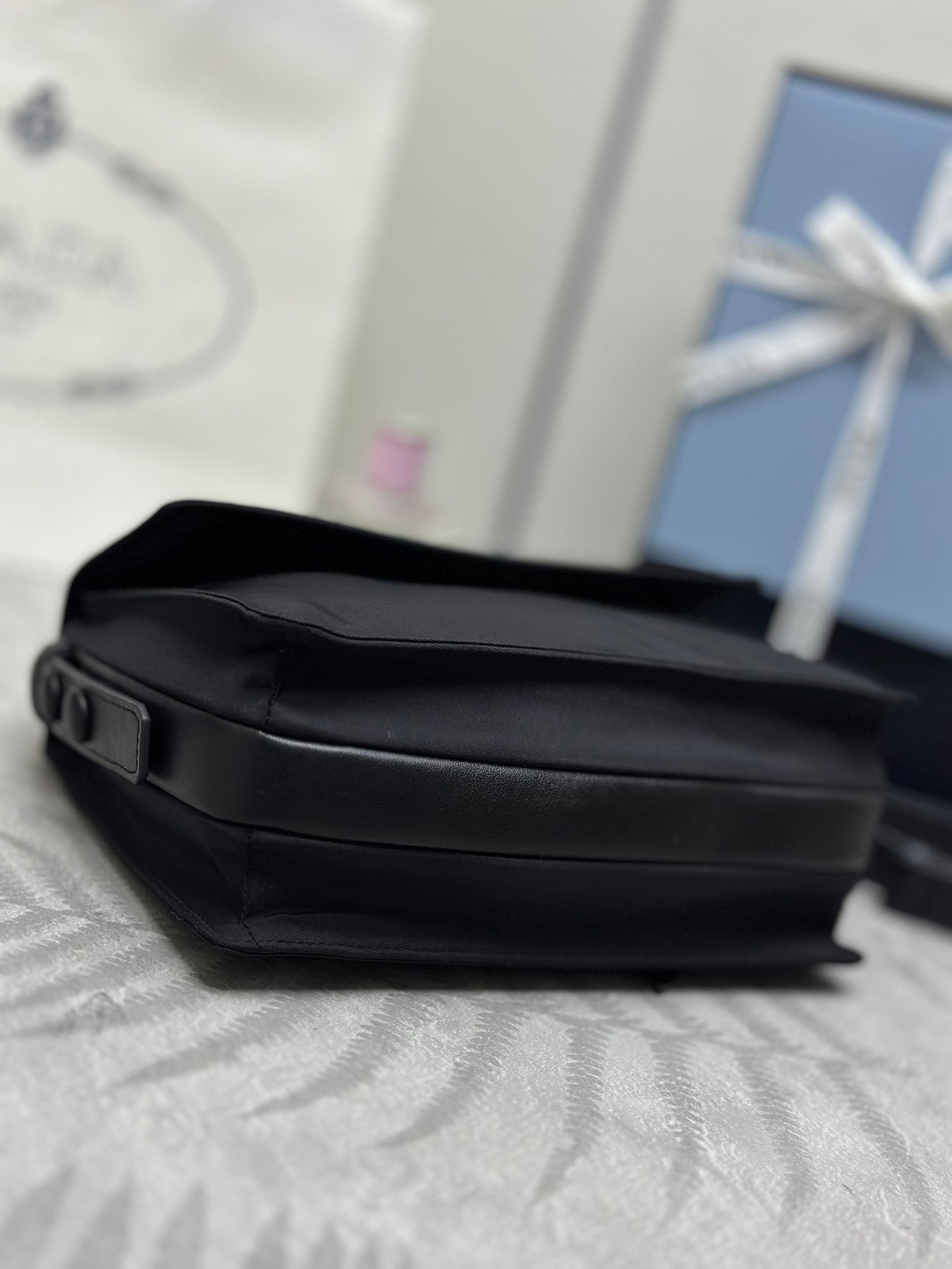 PRADA 26S CROSSBODY BAG 16 IN BLACK RE-NYLON