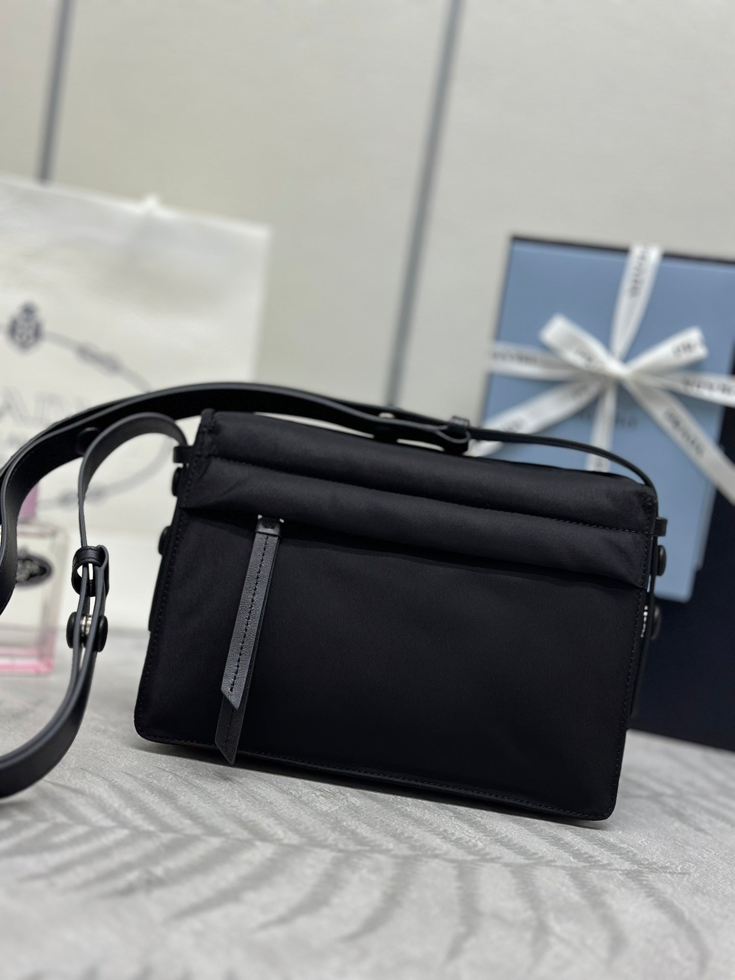 PRADA 26S CROSSBODY BAG 16 IN BLACK RE-NYLON