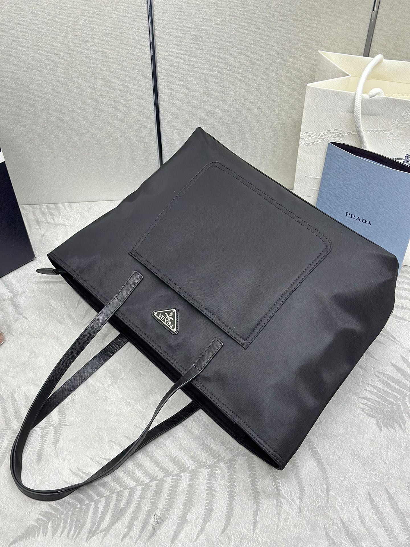 PRADA 26S TOTE BAG 35 IN BLACK NYLON