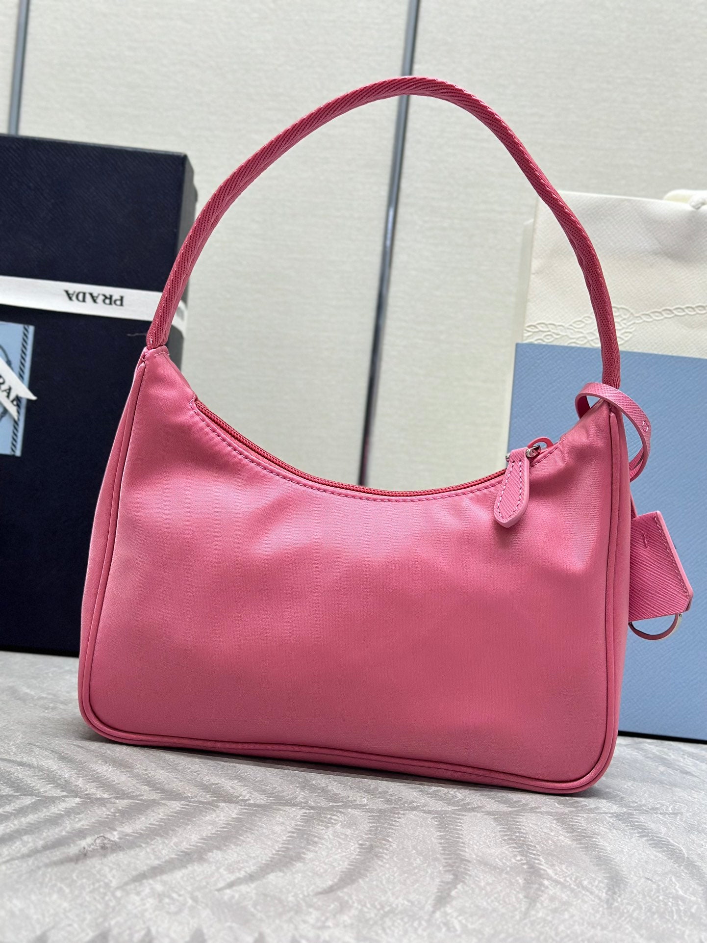PRADA 26S SHOULDER BAG 23 IN PINK FABRIC