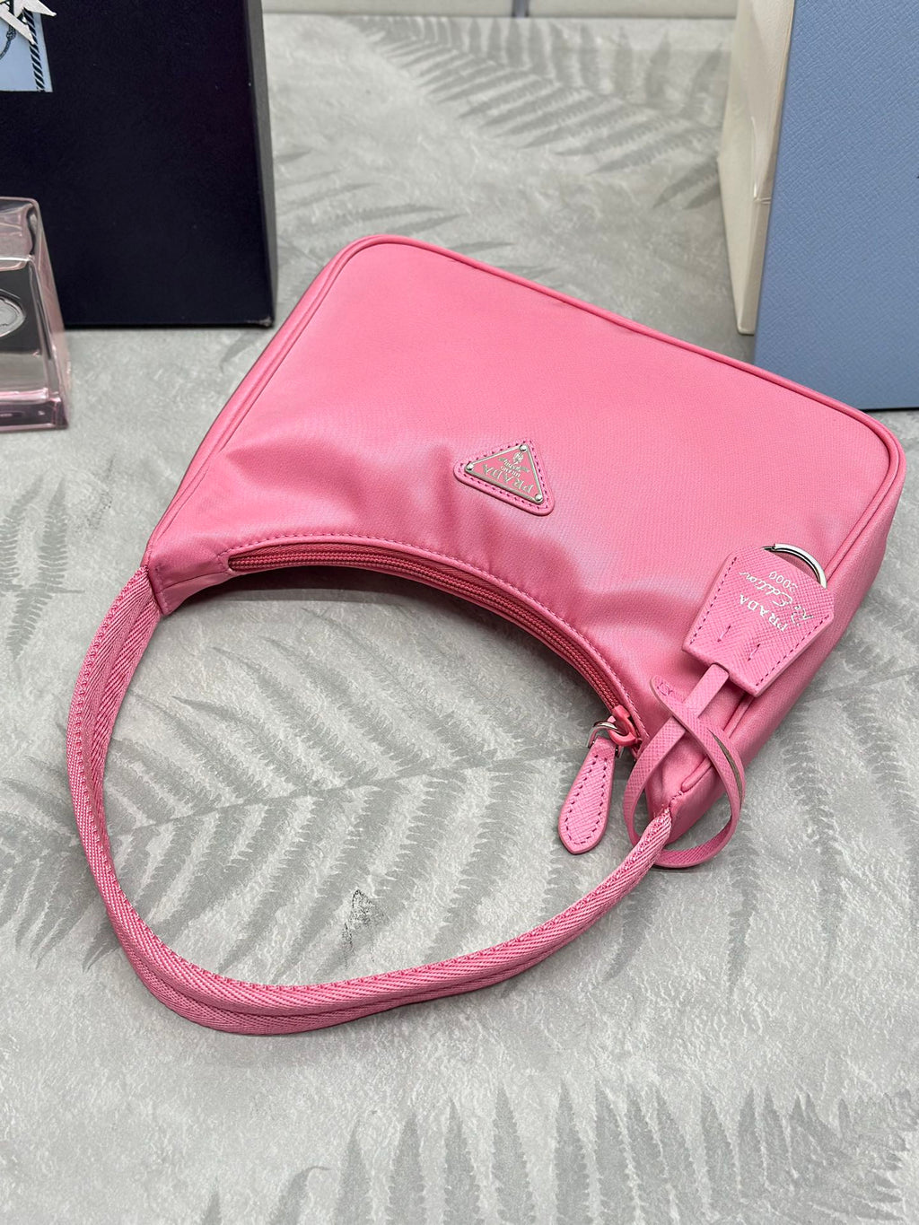 PRADA 26S SHOULDER BAG 23 IN PINK FABRIC