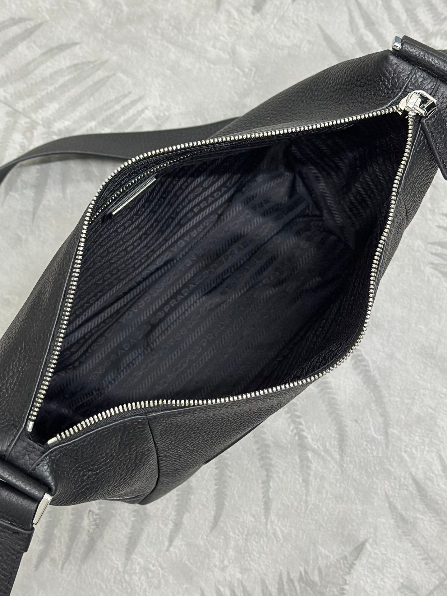 PRADA 25S SHOULDER STRAP BAG 26 IN BLACK CALFSKIN SILVER HARDWARE